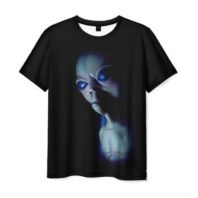 Мужская футболка 3D с принтом Галактический обитатель в Екатеринбурге, 100% полиэфир | прямой крой, круглый вырез горловины, длина до линии бедер | галактика | звезды | инопланетянин | космос | нло | новинки