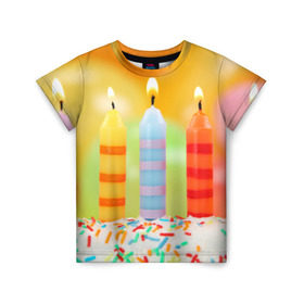 Детская футболка 3D с принтом Цвета радости в Екатеринбурге, 100% гипоаллергенный полиэфир | прямой крой, круглый вырез горловины, длина до линии бедер, чуть спущенное плечо, ткань немного тянется | арт | новинки | огонь | подарок | радуга | яркие