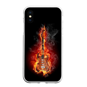 Чехол для iPhone XS Max матовый с принтом Адская гитара в Екатеринбурге, Силикон | Область печати: задняя сторона чехла, без боковых панелей | ад | арт | дым | музыка | новинки | огонь | пламя | популярные | энергия | яркие