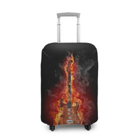 Чехол для чемодана 3D с принтом Адская гитара в Екатеринбурге, 86% полиэфир, 14% спандекс | двустороннее нанесение принта, прорези для ручек и колес | ад | арт | дым | музыка | новинки | огонь | пламя | популярные | энергия | яркие
