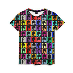 Женская футболка 3D с принтом The Beatles art в Екатеринбурге, 100% полиэфир ( синтетическое хлопкоподобное полотно) | прямой крой, круглый вырез горловины, длина до линии бедер | битлз