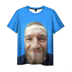 Мужская футболка 3D с принтом Mcgregor smile в Екатеринбурге, 100% полиэфир | прямой крой, круглый вырез горловины, длина до линии бедер | conor | macgregor | макгрегор