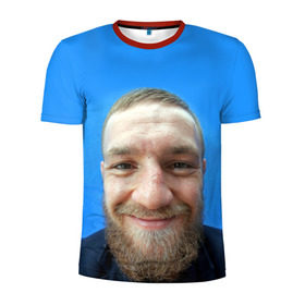 Мужская футболка 3D спортивная с принтом Mcgregor smile в Екатеринбурге, 100% полиэстер с улучшенными характеристиками | приталенный силуэт, круглая горловина, широкие плечи, сужается к линии бедра | Тематика изображения на принте: conor | macgregor | макгрегор