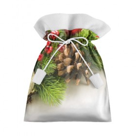 Подарочный 3D мешок с принтом Дуx рождества в Екатеринбурге, 100% полиэстер | Размер: 29*39 см | Тематика изображения на принте: 2017 | год | зима | новинки | новый | петух | популярное | праздник | символ | снег