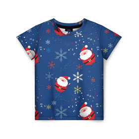 Детская футболка 3D с принтом Новый год от new.art.fox в Екатеринбурге, 100% гипоаллергенный полиэфир | прямой крой, круглый вырез горловины, длина до линии бедер, чуть спущенное плечо, ткань немного тянется | Тематика изображения на принте: праздник | снег | снежинки