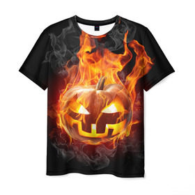 Мужская футболка 3D с принтом Огненная стихия хэллоуин в Екатеринбурге, 100% полиэфир | прямой крой, круглый вырез горловины, длина до линии бедер | fire | luxury | premium | vip | vppdgryphon | огненная стихия | огонь | пожар | премиум | хэллоуин | эксклюзив