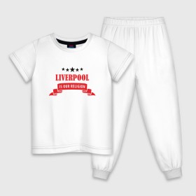 Детская пижама хлопок с принтом Liverpool в Екатеринбурге, 100% хлопок |  брюки и футболка прямого кроя, без карманов, на брюках мягкая резинка на поясе и по низу штанин
 | Тематика изображения на принте: ливерпуль