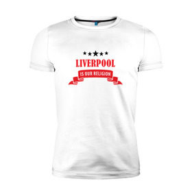 Мужская футболка премиум с принтом Liverpool в Екатеринбурге, 92% хлопок, 8% лайкра | приталенный силуэт, круглый вырез ворота, длина до линии бедра, короткий рукав | Тематика изображения на принте: ливерпуль
