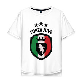 Мужская футболка хлопок Oversize с принтом Forza Juventus в Екатеринбурге, 100% хлопок | свободный крой, круглый ворот, “спинка” длиннее передней части | Тематика изображения на принте: forza | juventus | футбол