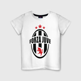 Детская футболка хлопок с принтом Forza Juventus в Екатеринбурге, 100% хлопок | круглый вырез горловины, полуприлегающий силуэт, длина до линии бедер | forza | juventus | футбол