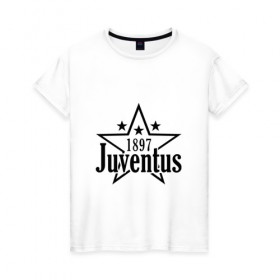 Женская футболка хлопок с принтом juventus в Екатеринбурге, 100% хлопок | прямой крой, круглый вырез горловины, длина до линии бедер, слегка спущенное плечо | juventus | ювентус