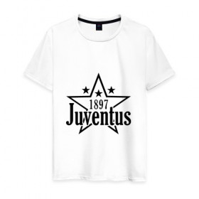 Мужская футболка хлопок с принтом juventus в Екатеринбурге, 100% хлопок | прямой крой, круглый вырез горловины, длина до линии бедер, слегка спущенное плечо. | juventus | ювентус