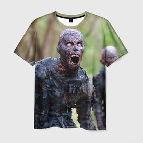 Мужская футболка 3D с принтом Zombie в Екатеринбурге, 100% полиэфир | прямой крой, круглый вырез горловины, длина до линии бедер | walking dead | zombie | зомби | ходячие мертвецы