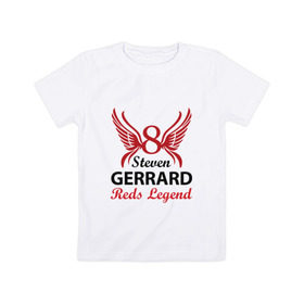 Детская футболка хлопок с принтом Steven Gerrard в Екатеринбурге, 100% хлопок | круглый вырез горловины, полуприлегающий силуэт, длина до линии бедер | Тематика изображения на принте: 