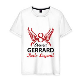 Мужская футболка хлопок с принтом Steven Gerrard в Екатеринбурге, 100% хлопок | прямой крой, круглый вырез горловины, длина до линии бедер, слегка спущенное плечо. | 