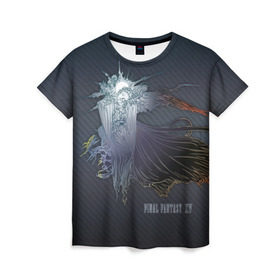 Женская футболка 3D с принтом Final Fantasy XV в Екатеринбурге, 100% полиэфир ( синтетическое хлопкоподобное полотно) | прямой крой, круглый вырез горловины, длина до линии бедер | final fantasy