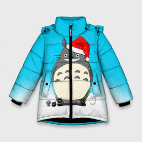 Зимняя куртка для девочек 3D с принтом Тоторо под снегом в Екатеринбурге, ткань верха — 100% полиэстер; подклад — 100% полиэстер, утеплитель — 100% полиэстер. | длина ниже бедра, удлиненная спинка, воротник стойка и отстегивающийся капюшон. Есть боковые карманы с листочкой на кнопках, утяжки по низу изделия и внутренний карман на молнии. 

Предусмотрены светоотражающий принт на спинке, радужный светоотражающий элемент на пуллере молнии и на резинке для утяжки. | totoro | аниме | новогодние аниме | новый год | рождественские аниме | тоторо