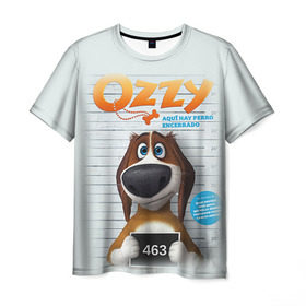 Мужская футболка 3D с принтом Ozzy в Екатеринбурге, 100% полиэфир | прямой крой, круглый вырез горловины, длина до линии бедер | dog | fast furry | бигль | большой собачий побег | мартин | мультфильм | оззи | побег | свободу разношерстным | собака