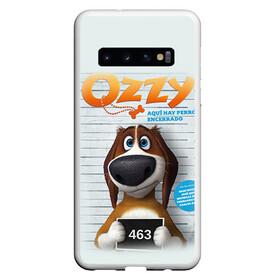 Чехол для Samsung Galaxy S10 с принтом Ozzy в Екатеринбурге, Силикон | Область печати: задняя сторона чехла, без боковых панелей | Тематика изображения на принте: dog | fast furry | бигль | большой собачий побег | мартин | мультфильм | оззи | побег | свободу разношерстным | собака