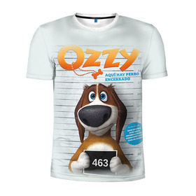 Мужская футболка 3D спортивная с принтом Ozzy в Екатеринбурге, 100% полиэстер с улучшенными характеристиками | приталенный силуэт, круглая горловина, широкие плечи, сужается к линии бедра | dog | fast furry | бигль | большой собачий побег | мартин | мультфильм | оззи | побег | свободу разношерстным | собака