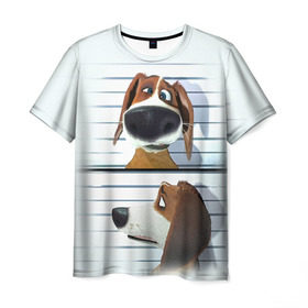 Мужская футболка 3D с принтом Разыскивается пёс в Екатеринбурге, 100% полиэфир | прямой крой, круглый вырез горловины, длина до линии бедер | dog | fast furry | бигль | большой собачий побег | мартин | мультфильм | оззи | побег | свободу разношерстным | собака
