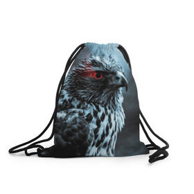 Рюкзак-мешок 3D с принтом Ночной орёл в Екатеринбурге, 100% полиэстер | плотность ткани — 200 г/м2, размер — 35 х 45 см; лямки — толстые шнурки, застежка на шнуровке, без карманов и подкладки | глаз | крылья | орёл | пернатые | перья | природа | птица