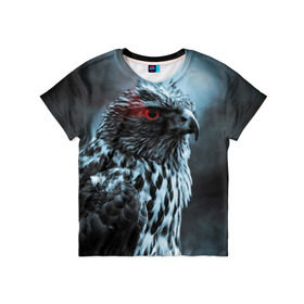 Детская футболка 3D с принтом Ночной орёл в Екатеринбурге, 100% гипоаллергенный полиэфир | прямой крой, круглый вырез горловины, длина до линии бедер, чуть спущенное плечо, ткань немного тянется | глаз | крылья | орёл | пернатые | перья | природа | птица