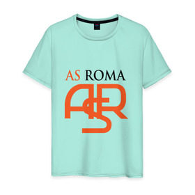 Мужская футболка хлопок с принтом AS Roma в Екатеринбурге, 100% хлопок | прямой крой, круглый вырез горловины, длина до линии бедер, слегка спущенное плечо. | фк рома