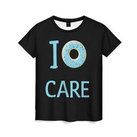 Женская футболка 3D с принтом Donut care в Екатеринбурге, 100% полиэфир ( синтетическое хлопкоподобное полотно) | прямой крой, круглый вырез горловины, длина до линии бедер | simpsons