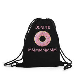 Рюкзак-мешок 3D с принтом Donuts в Екатеринбурге, 100% полиэстер | плотность ткани — 200 г/м2, размер — 35 х 45 см; лямки — толстые шнурки, застежка на шнуровке, без карманов и подкладки | simpsons
