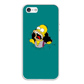 Чехол для iPhone 5/5S матовый с принтом Alien-Homer в Екатеринбурге, Силикон | Область печати: задняя сторона чехла, без боковых панелей | simpsons
