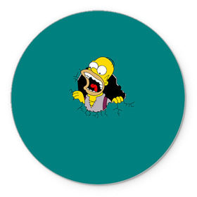 Коврик круглый с принтом Alien-Homer в Екатеринбурге, резина и полиэстер | круглая форма, изображение наносится на всю лицевую часть | simpsons