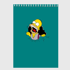 Скетчбук с принтом Alien-Homer в Екатеринбурге, 100% бумага
 | 48 листов, плотность листов — 100 г/м2, плотность картонной обложки — 250 г/м2. Листы скреплены сверху удобной пружинной спиралью | simpsons