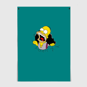 Постер с принтом Alien-Homer в Екатеринбурге, 100% бумага
 | бумага, плотность 150 мг. Матовая, но за счет высокого коэффициента гладкости имеет небольшой блеск и дает на свету блики, но в отличии от глянцевой бумаги не покрыта лаком | simpsons