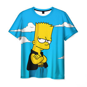 Мужская футболка 3D с принтом Барт Симпсон в Екатеринбурге, 100% полиэфир | прямой крой, круглый вырез горловины, длина до линии бедер | simpsons
