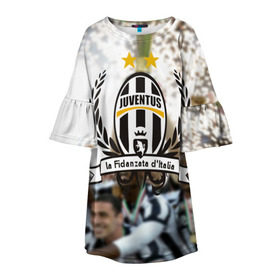 Детское платье 3D с принтом Juventus5 в Екатеринбурге, 100% полиэстер | прямой силуэт, чуть расширенный к низу. Круглая горловина, на рукавах — воланы | football | juve | juventus | seria a | бьянконери | серия а | футбол | чемпионат италии | юве | ювентус