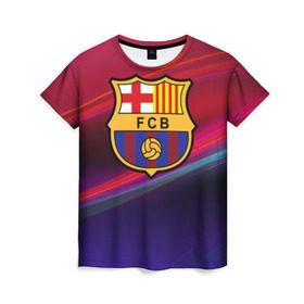 Женская футболка 3D с принтом ФК Барселона в Екатеринбурге, 100% полиэфир ( синтетическое хлопкоподобное полотно) | прямой крой, круглый вырез горловины, длина до линии бедер | барселона | болельщик | испания | каталония | футбол | футболист