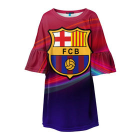 Детское платье 3D с принтом ФК Барселона в Екатеринбурге, 100% полиэстер | прямой силуэт, чуть расширенный к низу. Круглая горловина, на рукавах — воланы | барселона | болельщик | испания | каталония | футбол | футболист
