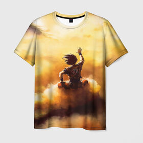 Мужская футболка 3D с принтом Cloud в Екатеринбурге, 100% полиэфир | прямой крой, круглый вырез горловины, длина до линии бедер | Тематика изображения на принте: anime | dragon ball | goku | аниме | вегета | гоку | драконий жемчуг | жемчуг дракона