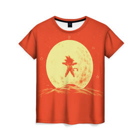 Женская футболка 3D с принтом Moon в Екатеринбурге, 100% полиэфир ( синтетическое хлопкоподобное полотно) | прямой крой, круглый вырез горловины, длина до линии бедер | anime | dragon ball | goku | аниме | гоку | драконий жемчуг | жемчуг дракона