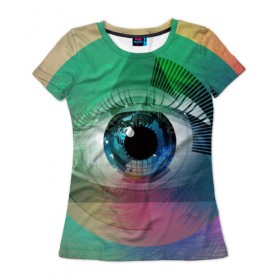 Женская футболка 3D с принтом Глаз в Екатеринбурге, 100% полиэфир ( синтетическое хлопкоподобное полотно) | прямой крой, круглый вырез горловины, длина до линии бедер | дизайн | красота | текстура