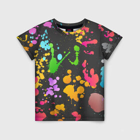 Детская футболка 3D с принтом Игра красок в Екатеринбурге, 100% гипоаллергенный полиэфир | прямой крой, круглый вырез горловины, длина до линии бедер, чуть спущенное плечо, ткань немного тянется | кляксы | пятна | разноцветный | яркий
