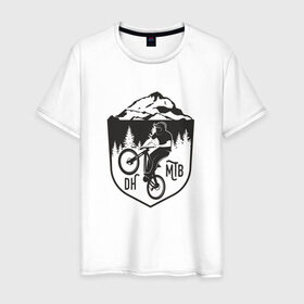 Мужская футболка хлопок с принтом Downhill mountain bike в Екатеринбурге, 100% хлопок | прямой крой, круглый вырез горловины, длина до линии бедер, слегка спущенное плечо. | Тематика изображения на принте: iceberg