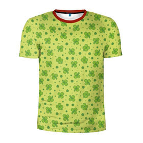 Мужская футболка 3D спортивная с принтом Клевер в Екатеринбурге, 100% полиэстер с улучшенными характеристиками | приталенный силуэт, круглая горловина, широкие плечи, сужается к линии бедра | арт | зелень | клевер | праздник | растение | святой патрик