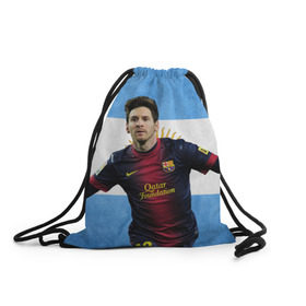 Рюкзак-мешок 3D с принтом Messi from Argentina в Екатеринбурге, 100% полиэстер | плотность ткани — 200 г/м2, размер — 35 х 45 см; лямки — толстые шнурки, застежка на шнуровке, без карманов и подкладки | аргентина | барселона | месси | футбол