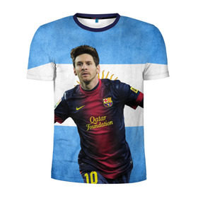 Мужская футболка 3D спортивная с принтом Messi from Argentina в Екатеринбурге, 100% полиэстер с улучшенными характеристиками | приталенный силуэт, круглая горловина, широкие плечи, сужается к линии бедра | аргентина | барселона | месси | футбол