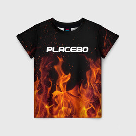 Детская футболка 3D с принтом Placebo в Екатеринбурге, 100% гипоаллергенный полиэфир | прямой крой, круглый вырез горловины, длина до линии бедер, чуть спущенное плечо, ткань немного тянется | Тематика изображения на принте: 