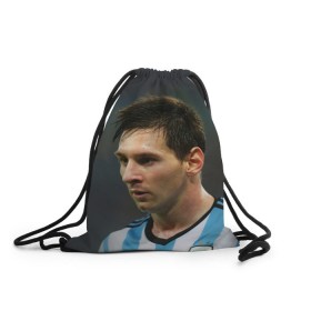 Рюкзак-мешок 3D с принтом Leo Messi в Екатеринбурге, 100% полиэстер | плотность ткани — 200 г/м2, размер — 35 х 45 см; лямки — толстые шнурки, застежка на шнуровке, без карманов и подкладки | fc barcelona | football | lionel messi | messi | аргентина | барса | лео месси | фк барселона | футбол