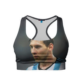 Женский спортивный топ 3D с принтом Leo Messi в Екатеринбурге, 82% полиэстер, 18% спандекс Ткань безопасна для здоровья, позволяет коже дышать, не мнется и не растягивается |  | fc barcelona | football | lionel messi | messi | аргентина | барса | лео месси | фк барселона | футбол