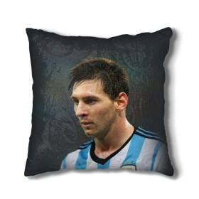 Подушка 3D с принтом Leo Messi в Екатеринбурге, наволочка – 100% полиэстер, наполнитель – холлофайбер (легкий наполнитель, не вызывает аллергию). | состоит из подушки и наволочки. Наволочка на молнии, легко снимается для стирки | fc barcelona | football | lionel messi | messi | аргентина | барса | лео месси | фк барселона | футбол